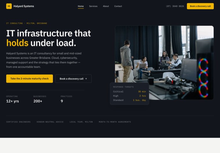 The Halyard Systems website template