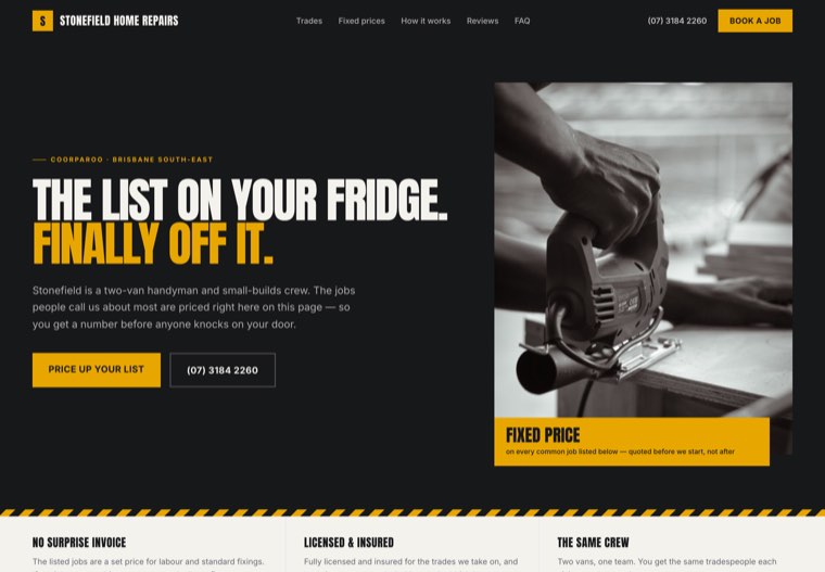 The Handyman Builder Trades website template