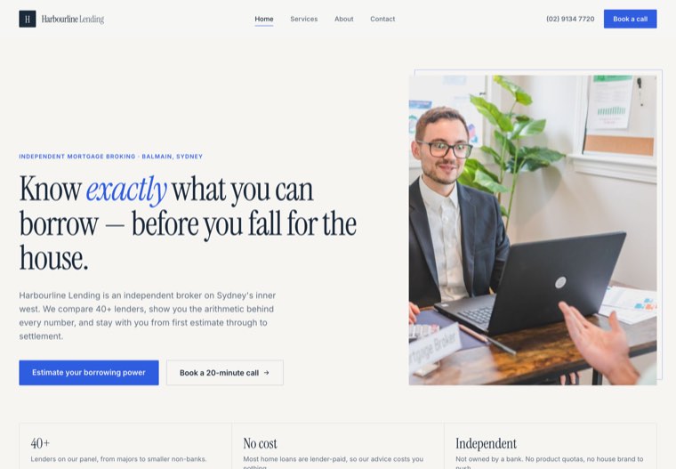 The Harbourline Lending website template