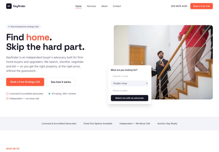 The Keyfinder Advocates website template
