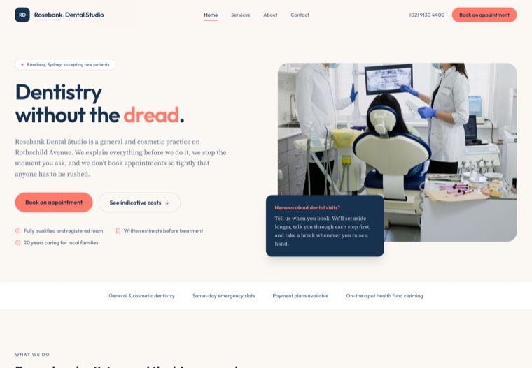 The Rosebank Dental website template