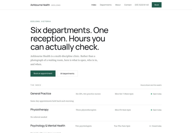 The Ward Index website template